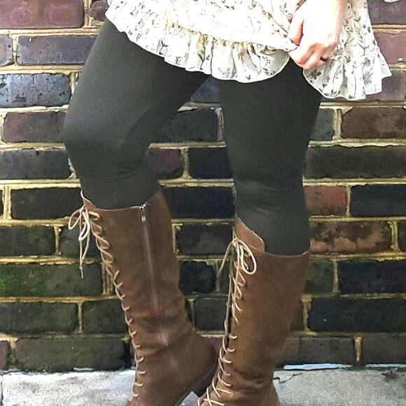 New Mix fleece lined high waist leggings olive green one size - Picture 1 of 4